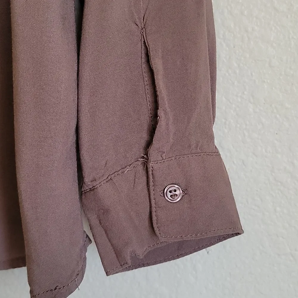 BONGO blause collar with buttons size S/C brown - Picture 11 of 12